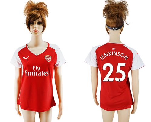 Women's Arsenal #25 Jenkinson Home Soccer Club Jersey - Click Image to Close